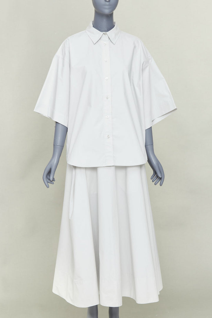 REMAIN Wind Chime light grey organic cotton oversized shirt skirt set FR36 S