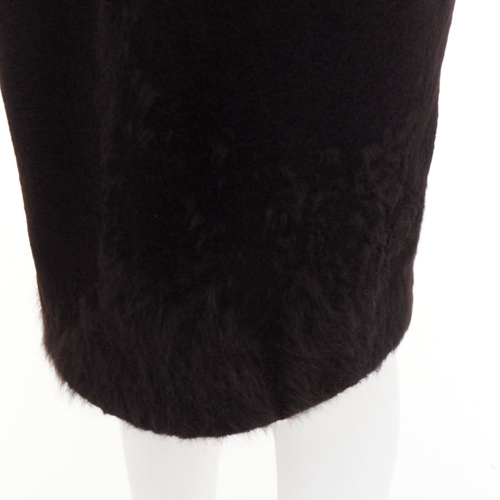 rare ALEXANDRE VAUTHIER COUTURE 2015 Runway black mixed fur puff sleeve dress