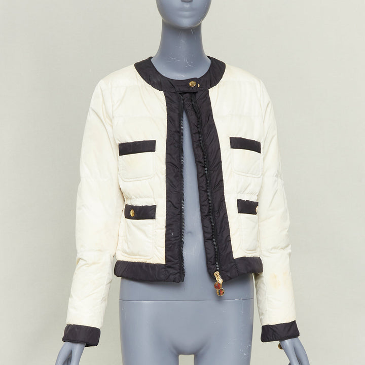 MONCLER G32-003 Piumino Nuovo Daphne cream black 4 pocket padded jacket US2 S