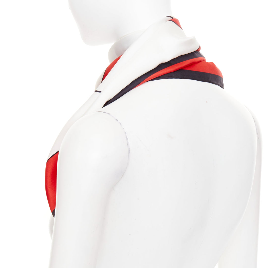 MIU MIU 2020 Disney Minnie Mouse red white black silk twill logo cartoon scarf