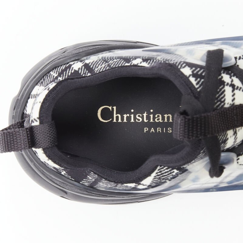 CHRISTIAN DIOR D Connect black white check chunky sole sneaker EU38 US8