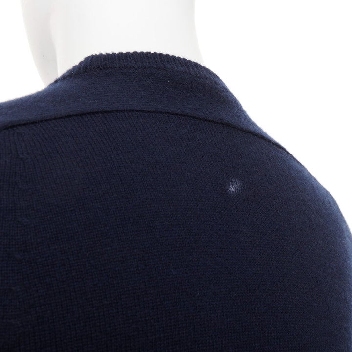 SAINT LAURENT 2015 100% cashmere navy crew neck pullover sweater M