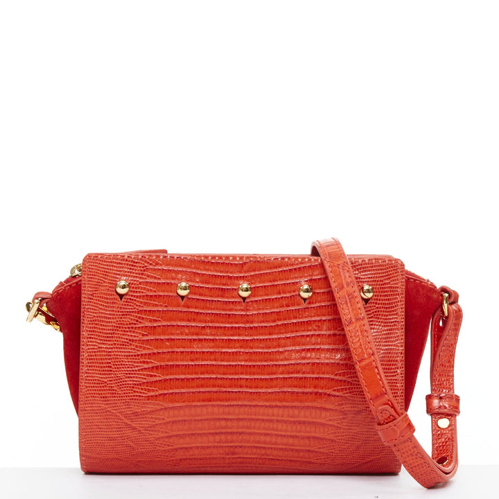 ALEXANDER WANG Pelican Sling red croc embossed leather studded crossbody bag