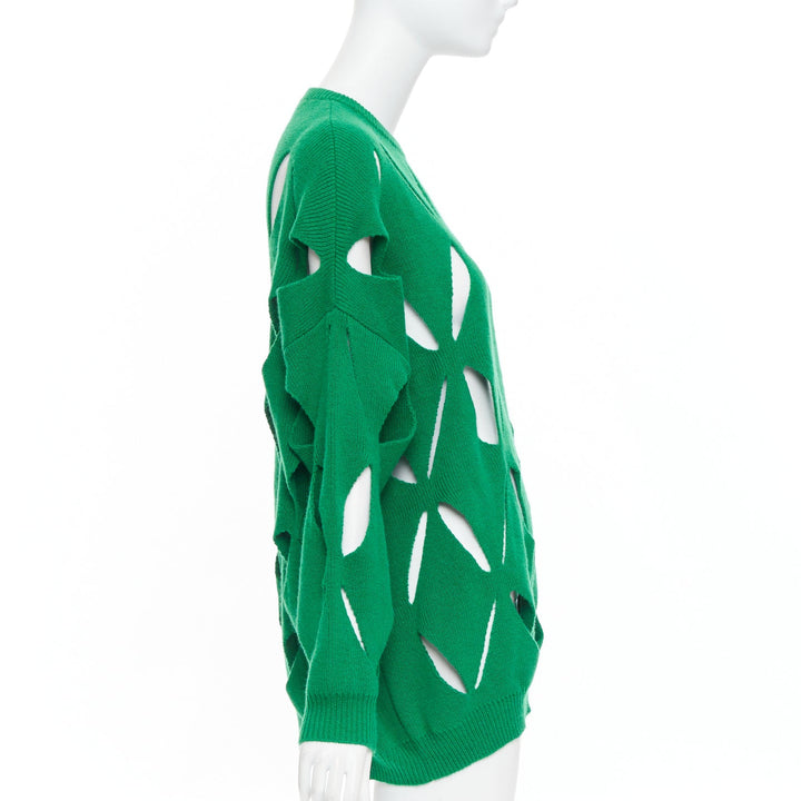 VALENTINO 2022 Pier Paolo Piccioli green virgin wool cut out sweater XXS