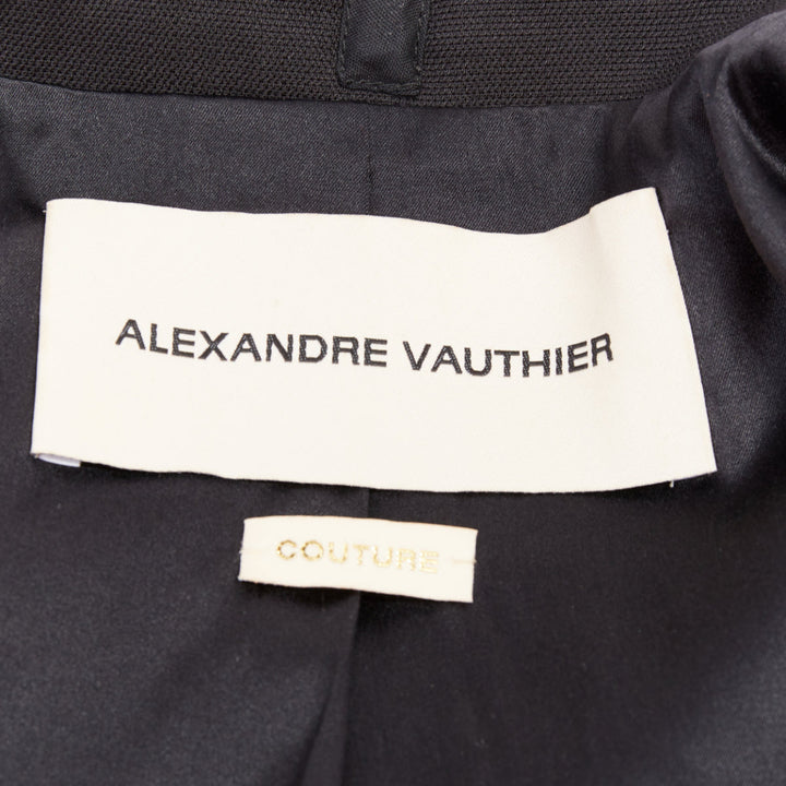 ALEXANDRE VAUTHIER COUTURE black stand peak lapel cropped tuxedo blazer jacket