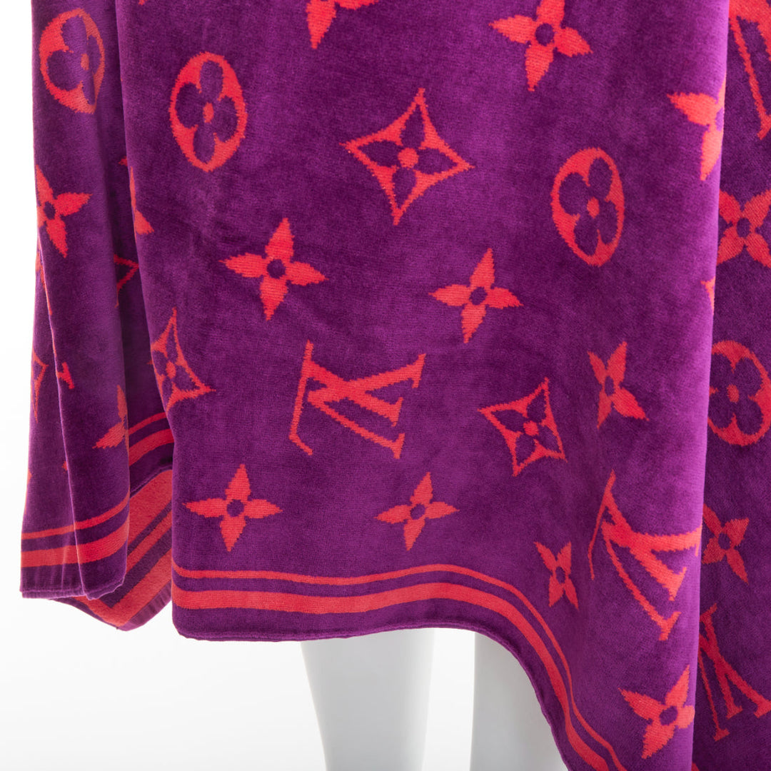 LOUIS VUITTON Vuittamins  pink purple cotton LV monogram beach towel