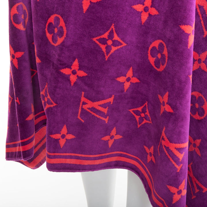 LOUIS VUITTON Vuittamins  pink purple cotton LV monogram beach towel
