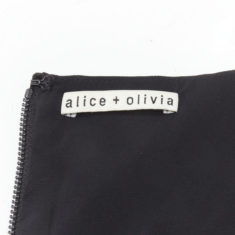 ALICE OLIVIA silver crystal bead embellished halter backless jumpsuit S