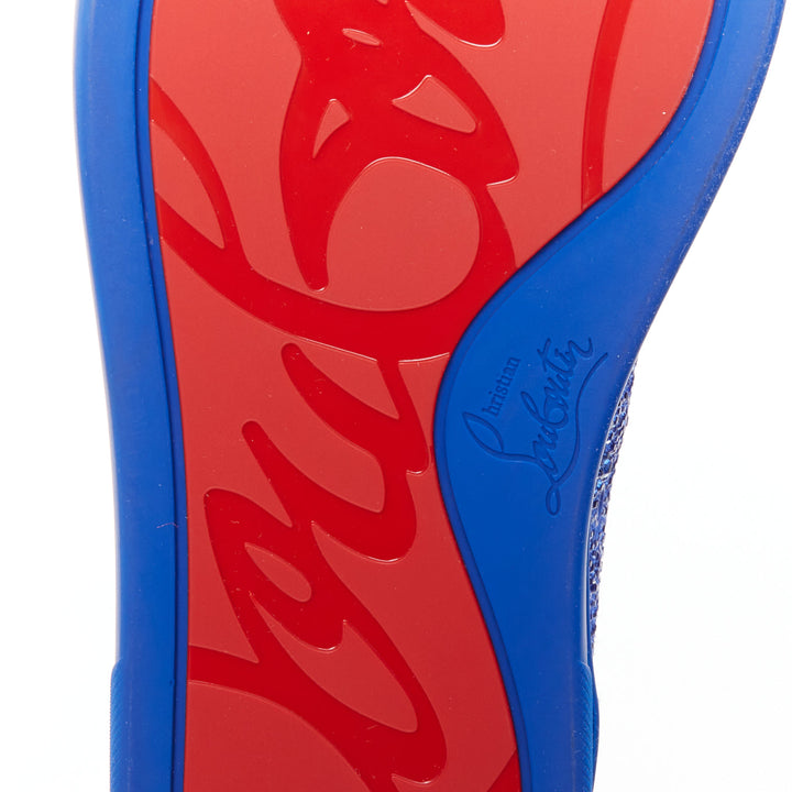 CHRISTIAN LOUBOUTIN Louis Orlato Strass sapphire cobalt crystal hi sneaker EU44