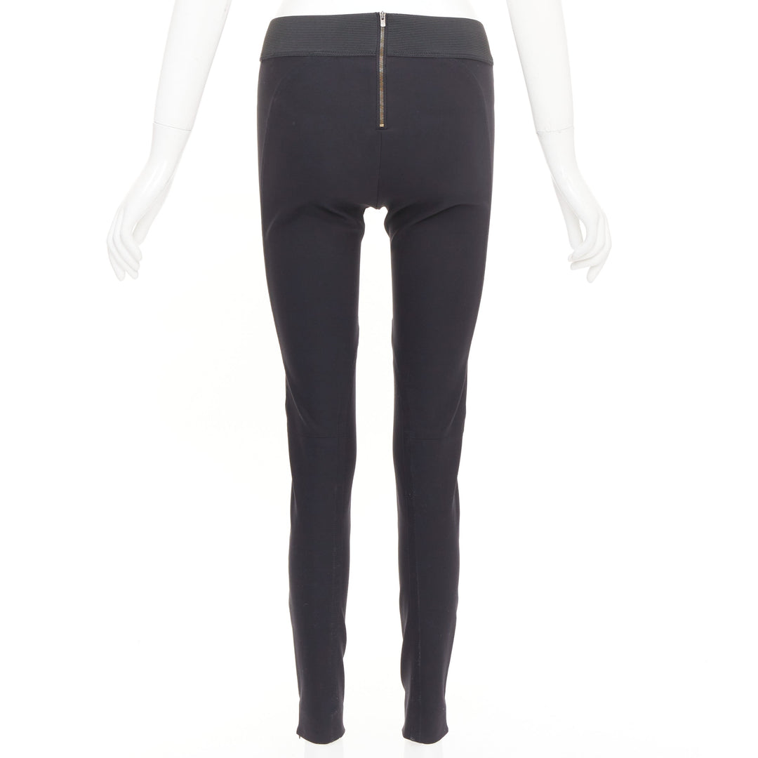 STELLA MCCARTNEY black cotton blend elastic waist legging pants IT 36 XXS