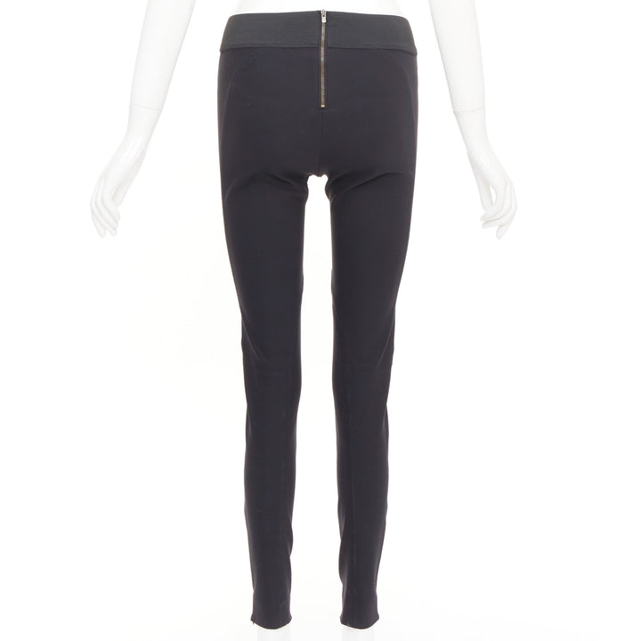 STELLA MCCARTNEY black cotton blend elastic waist legging pants IT 36 XXS