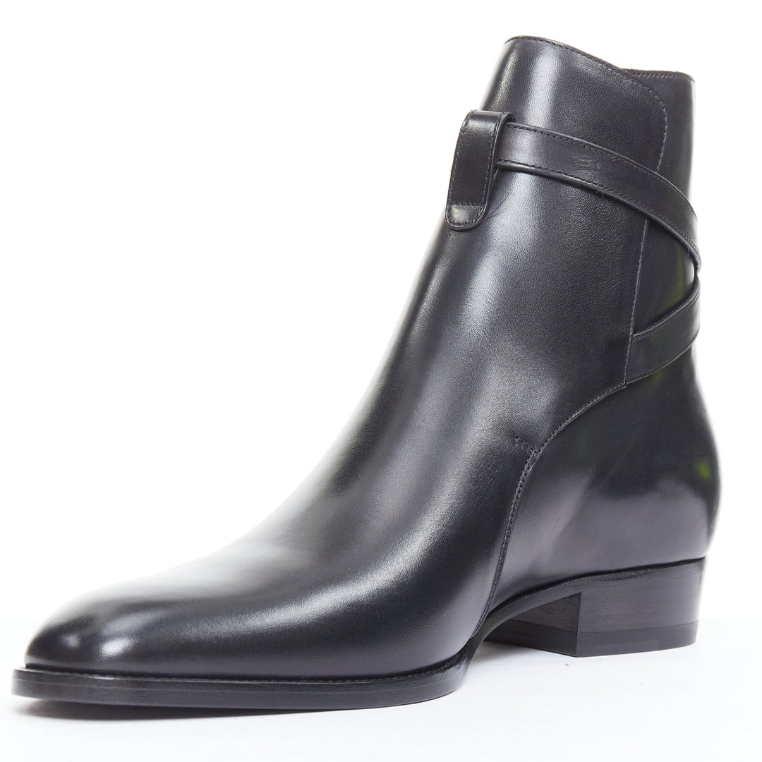 SAINT LAURENT Wyatt 30 black smooth leather jodhpur boots EU42