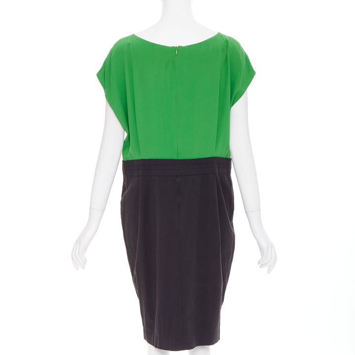 SAINT LAURENT 2012 sheer polkadot neckline crepe sheath dress FR34 XS