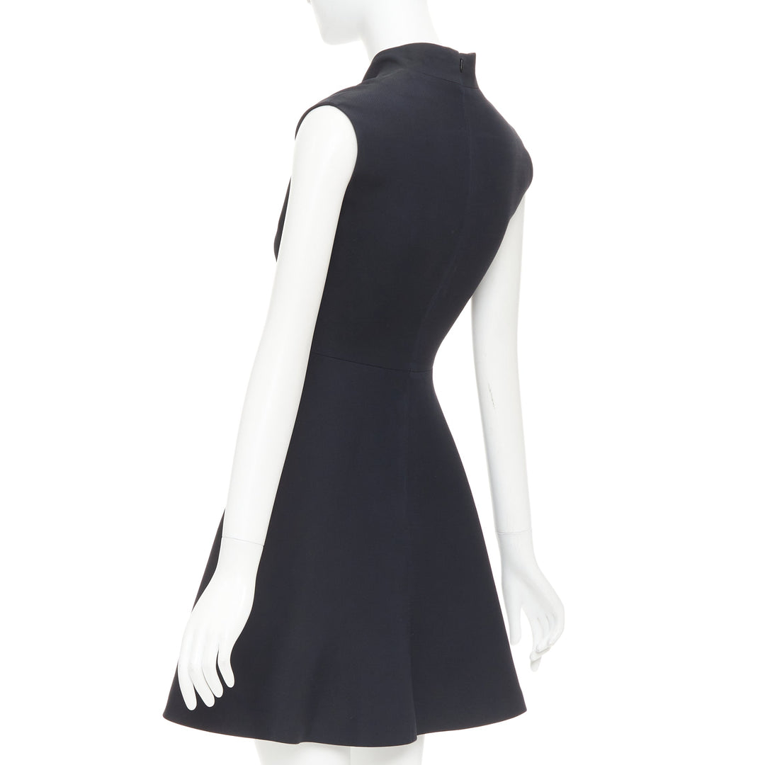 CHRISTIAN DIOR 2015 Raf Simons black structured collar cross front dress FR34 X