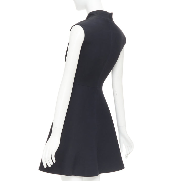 CHRISTIAN DIOR 2015 Raf Simons black structured collar cross front dress FR34 X