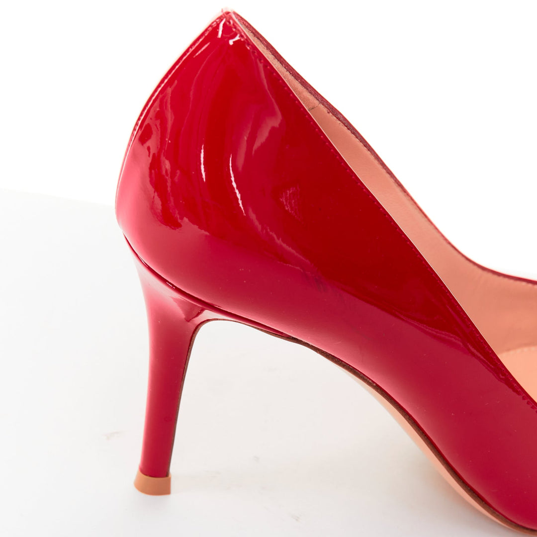GIANVITO ROSSI 85 red patent leather pointed toe slipon stiletto pumps EU36.5