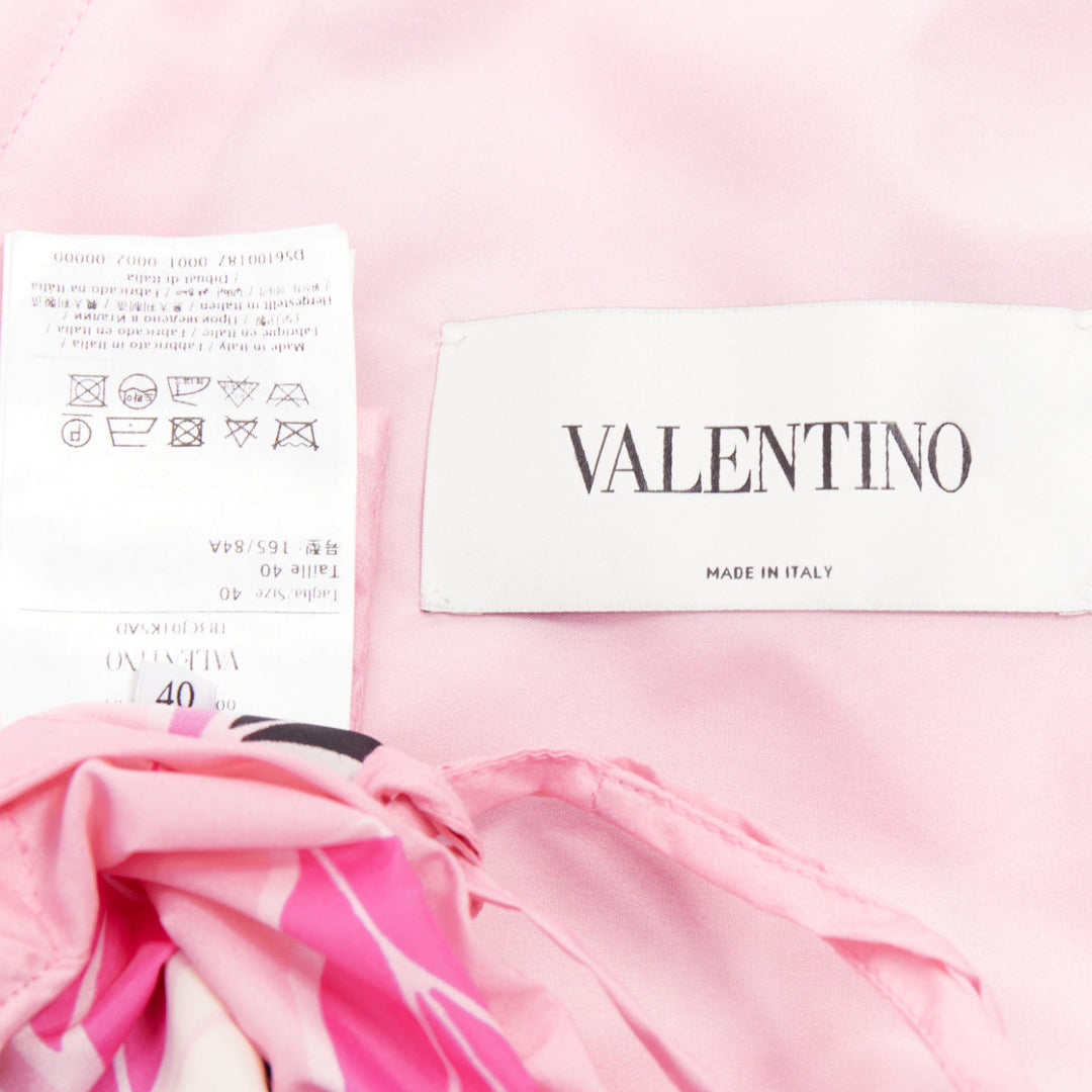 VALENTINO 2020 print pink abstract floral nylon ruched cocoon parka coat IT40 S