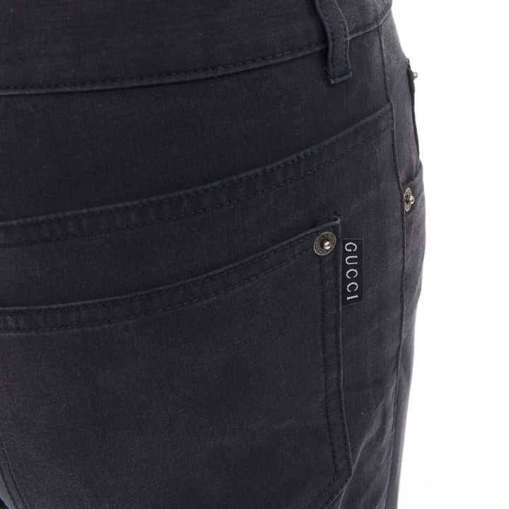 GUCCI black washed logo tab pocketed mid waist straight leg pants IT38 XS
