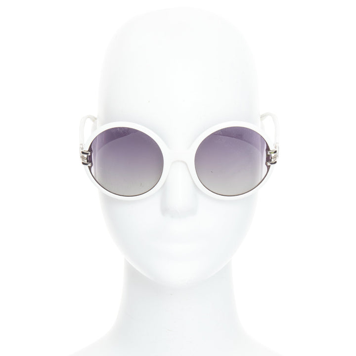 CHRISTIAN DIOR Josephine1 VK6VK white silver D logo oval sunglasses