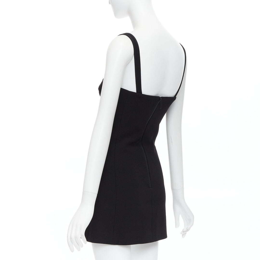 DION LEE black boned corset pocketed thigh slit mini dress UK4 XXS