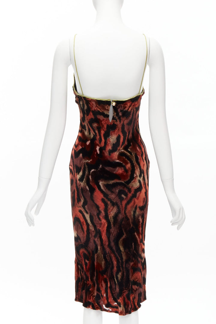 VOYAGE INVEST IN THE ORIGINAL LONDON red swirl velvet embroidered slip dress