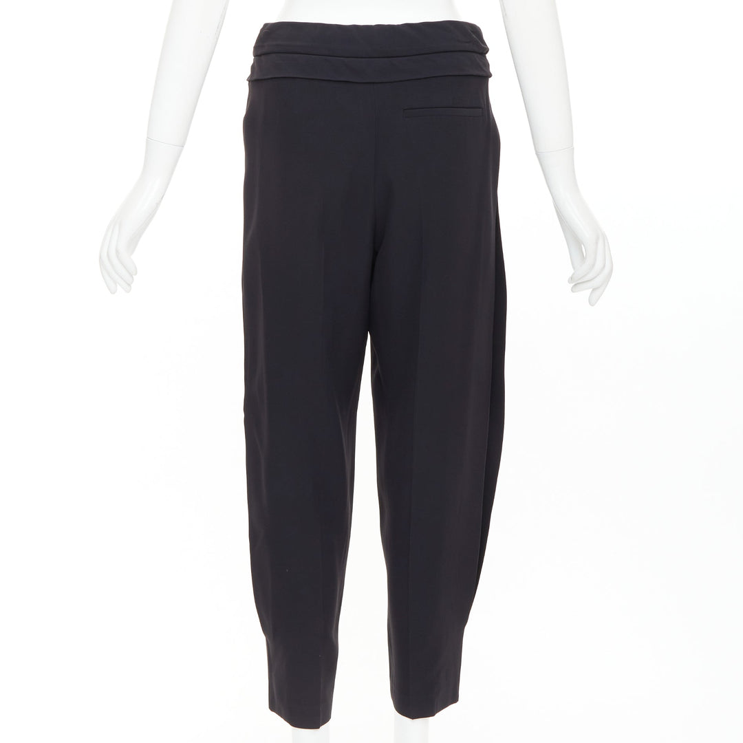 ALEXANDER MCQUEEN black cummerbund waistband tapered cropped trousers IT40 S