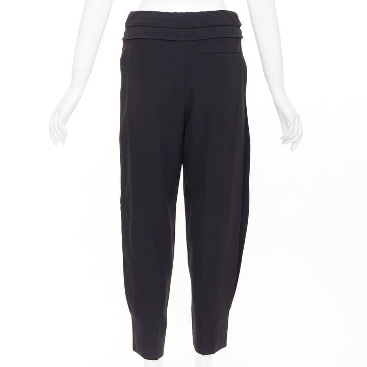 ALEXANDER MCQUEEN black cummerbund waistband tapered cropped trousers IT40 S