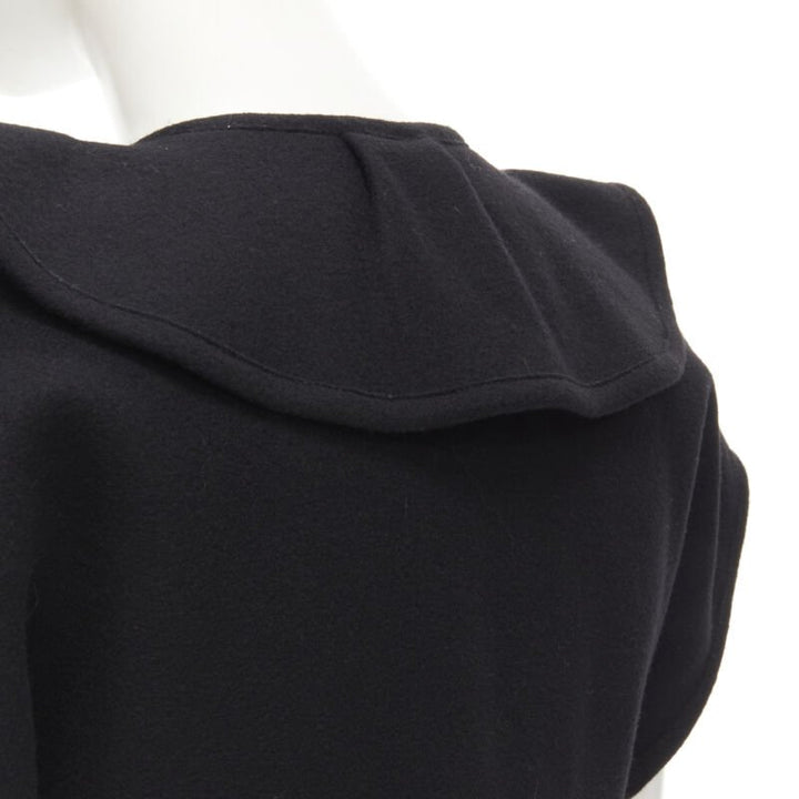 COMME DES GARCONS 1980's Vintage black felt flared collar peplum structured top