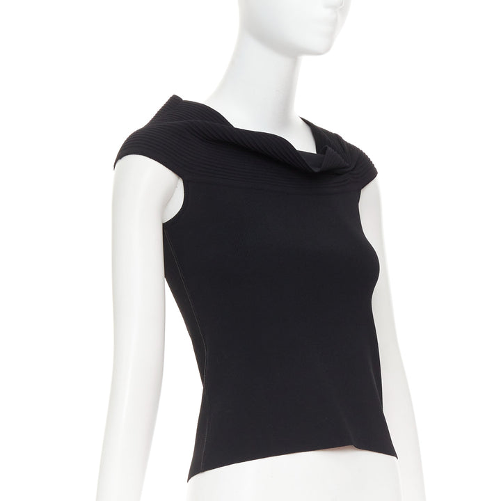 OSCAR DE LA RENTA R10 black viscose blend cowl neck short top S