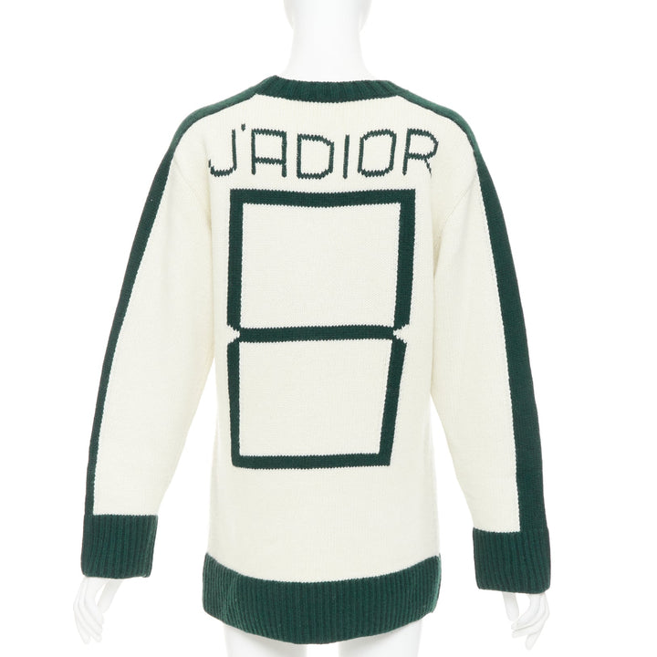CHRISTIAN DIOR C'est Non cream green wool cashmere oversized sweater FR34 XS