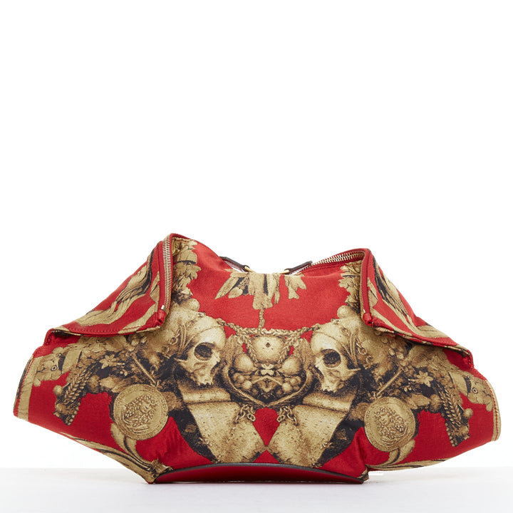 ALEXANDER MCQUEEN De Manta Angels Demons Grinling Gibbons red gold jacquard bag