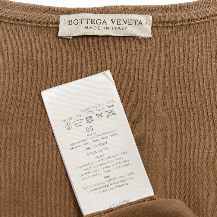 BOTTEGA VENETA brown silk cotton half button scoop neck tank top IT50 L