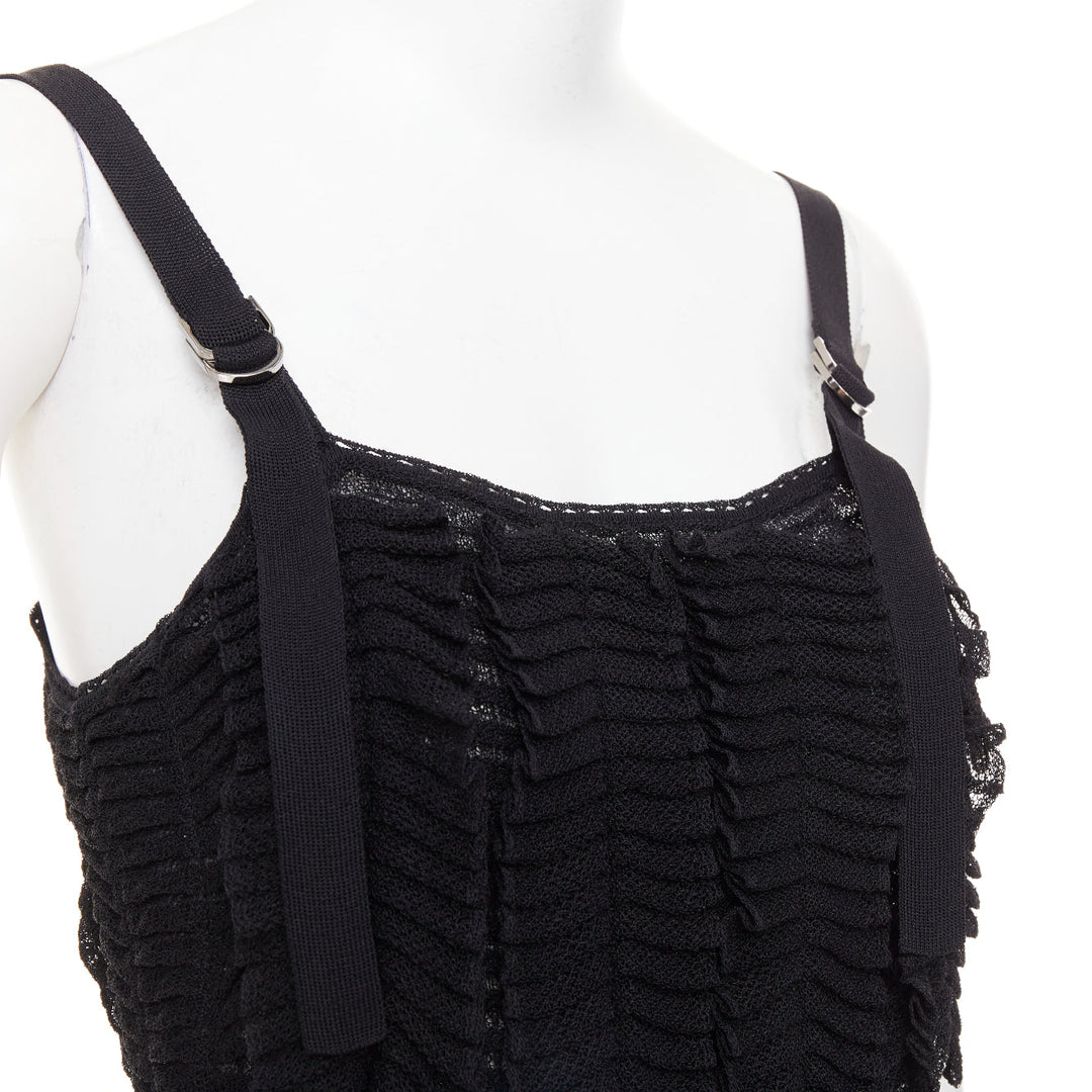 CHRISTIAN DIOR Galliano 2003 Vintage Bondage black shredded knit dress FR38 M