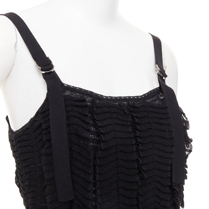 CHRISTIAN DIOR Galliano 2003 Vintage Bondage black shredded knit dress FR38 M