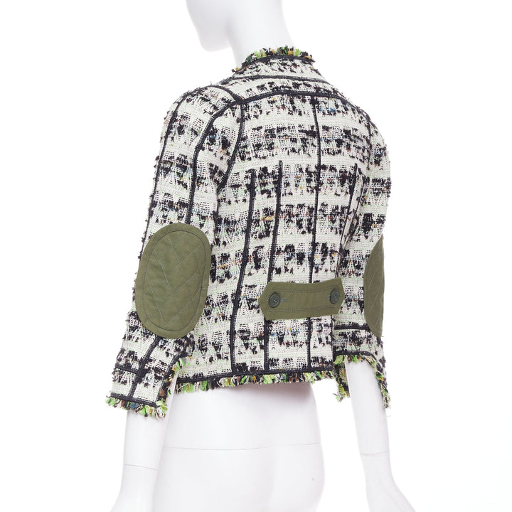 LOUIS VUITTON 2016 Runway Fleury khaki tweed leather safari jacket FR34 XS