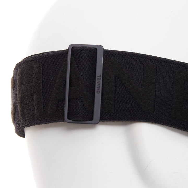 CHANEL black acetate technical shield ski goggles sunglasses