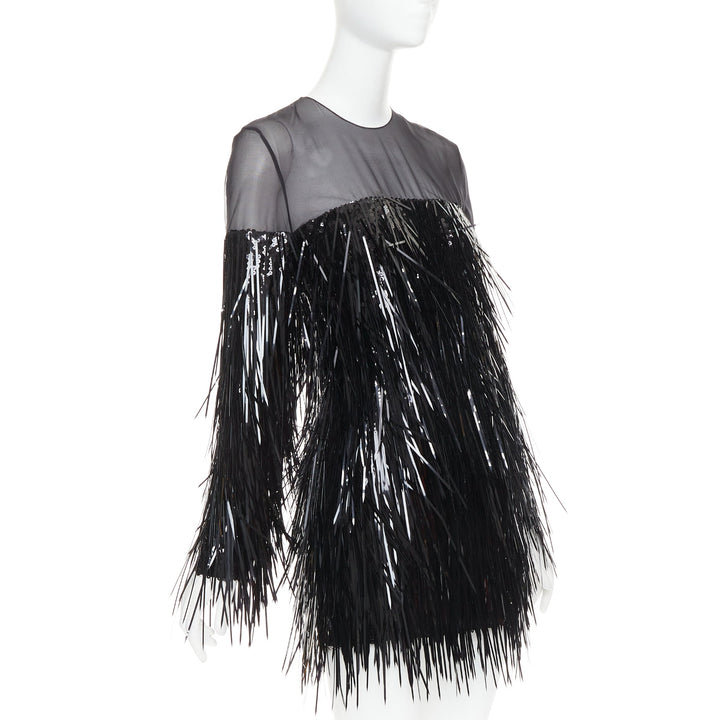 ALEXANDRE VAUTHIER COUTURE AW2022 Runway black long paillette sequin sheer dress