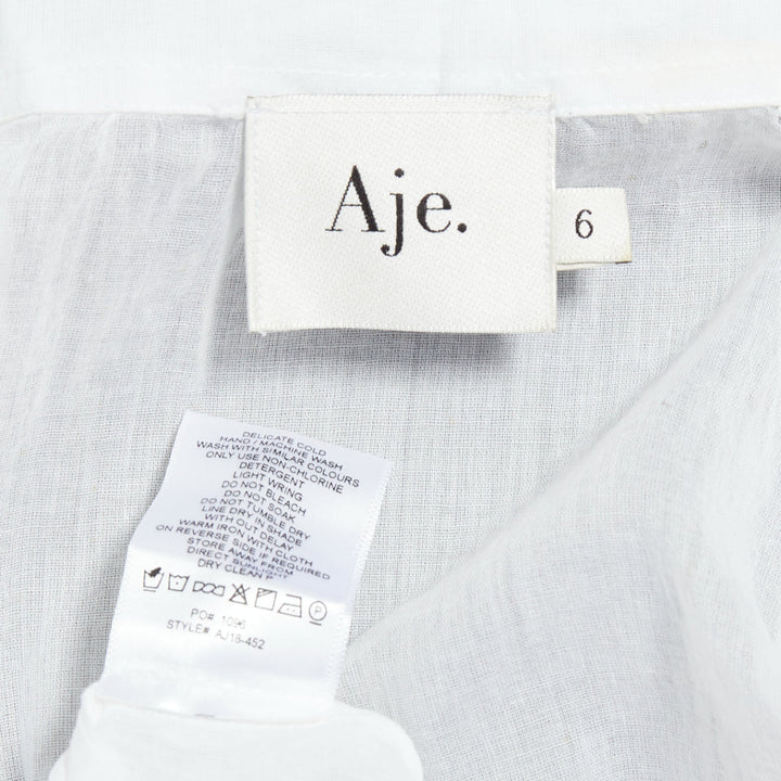 AJE white cotton Victorian puff sleeve double collar shirt UK6 XS