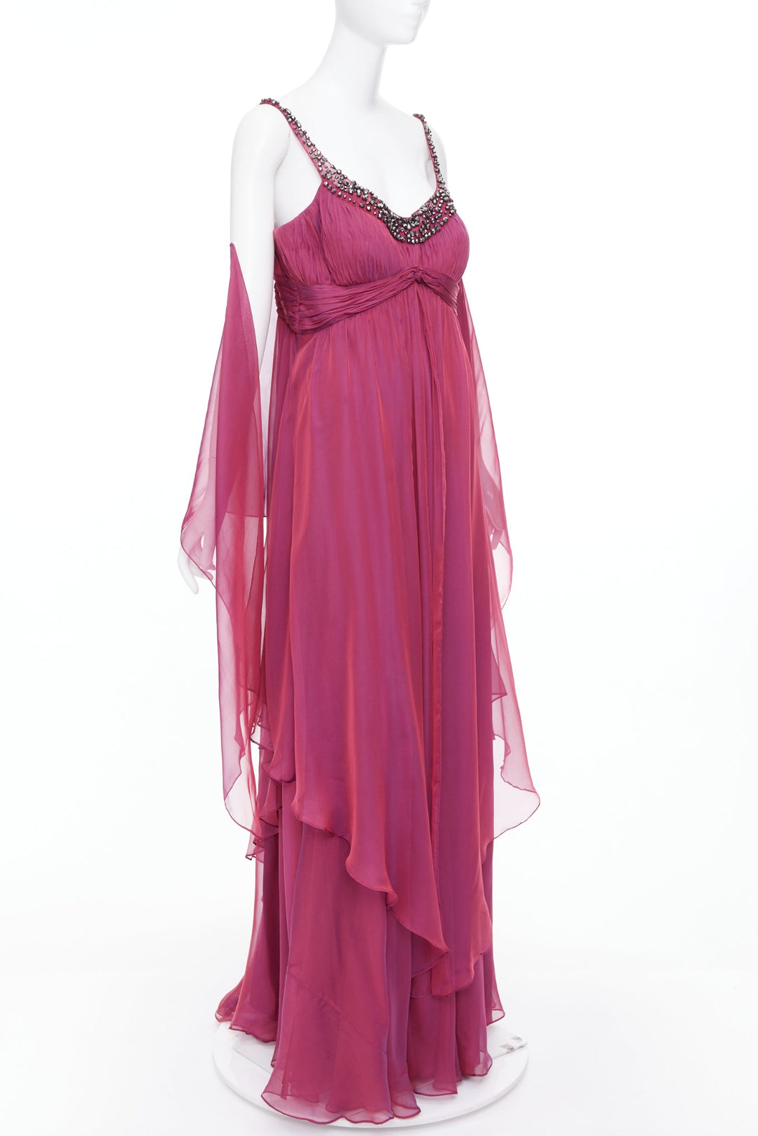 TERI JON Rickie Freeman iridescent purple silk beaded gown with shawl US14 3XL