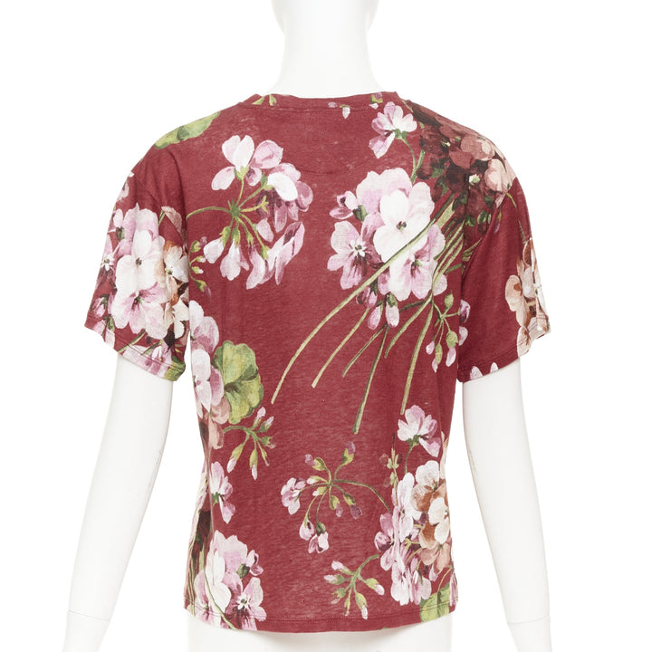 GUCCi Blooms burgundy pink floral print cotton Embellished insect t-shirt M