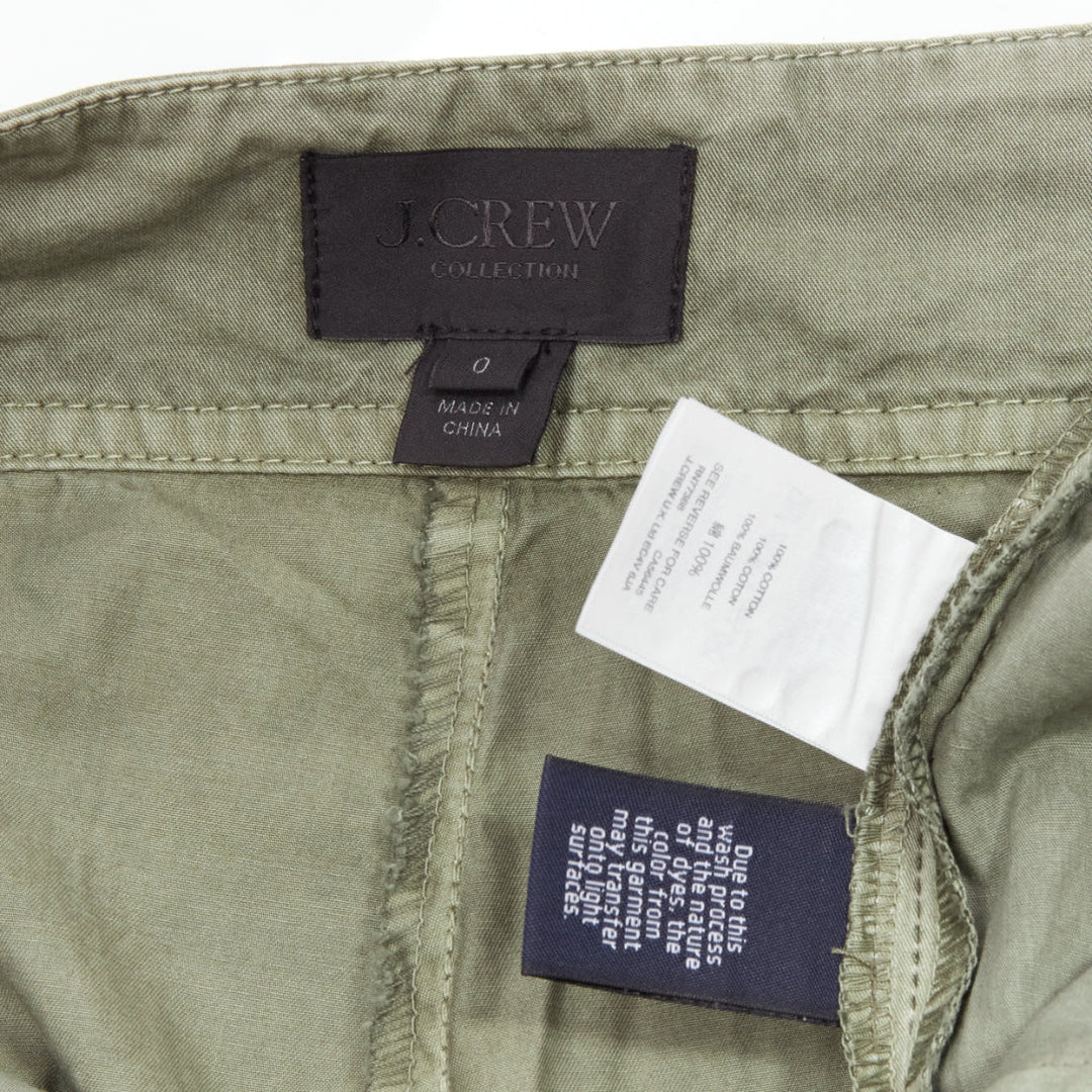 J.CREW COLLECTION 100% washed green cotton pleat front wide safari pants US0 XS