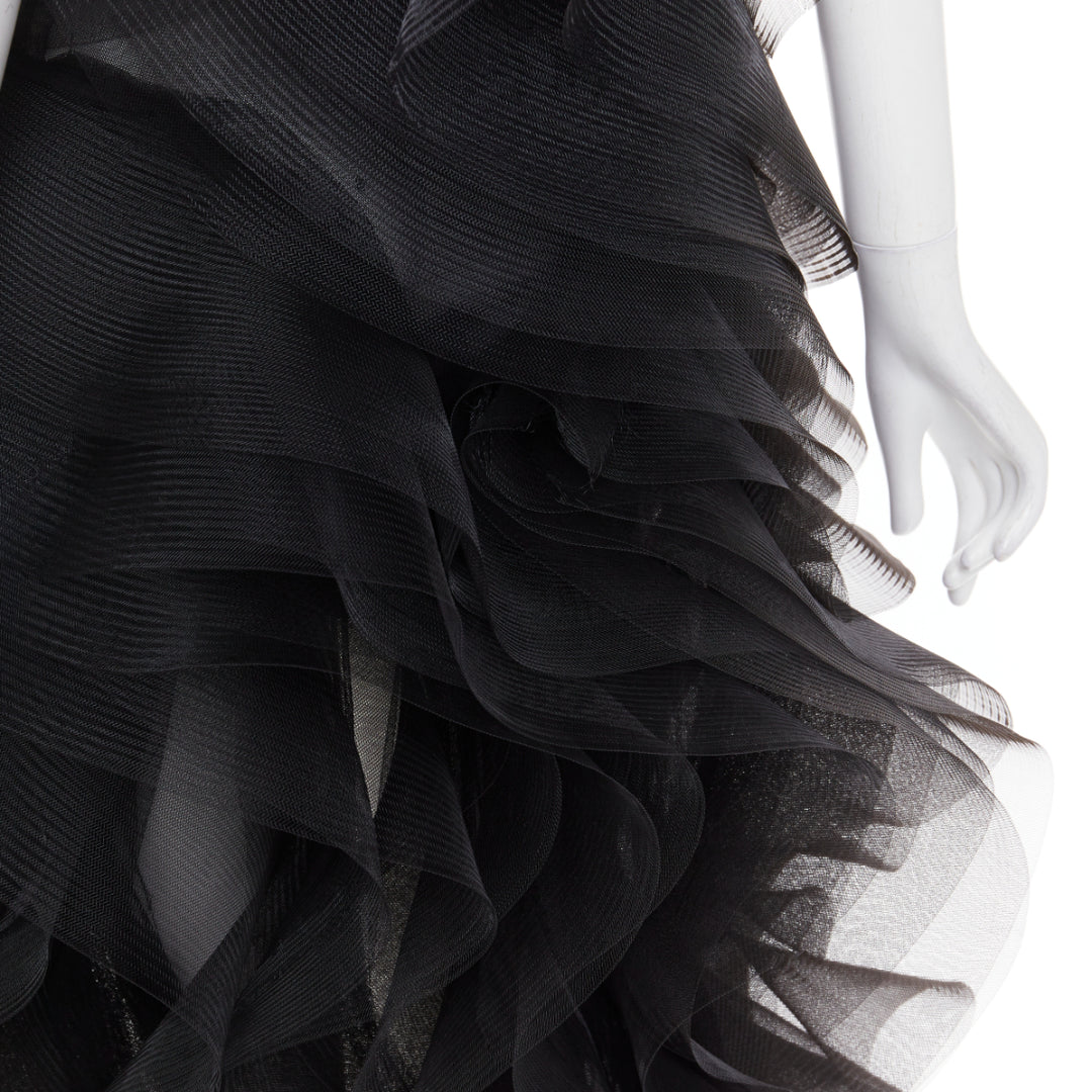 rare ALEXANDRE VAUTHIER COUTURE SS2014 Runway black stiff tulle train gown