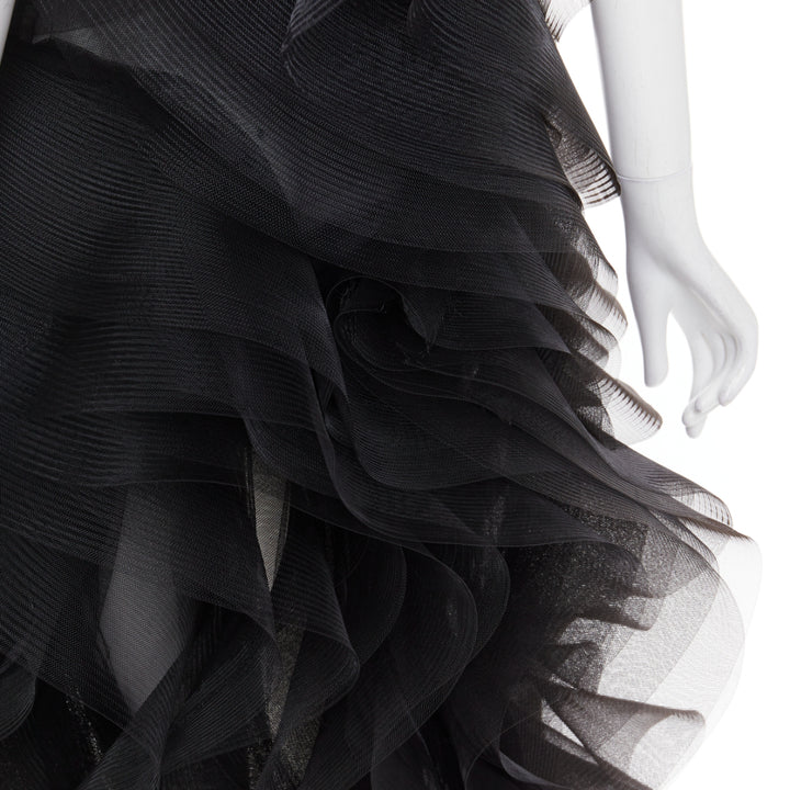 rare ALEXANDRE VAUTHIER COUTURE SS2014 Runway black stiff tulle train gown