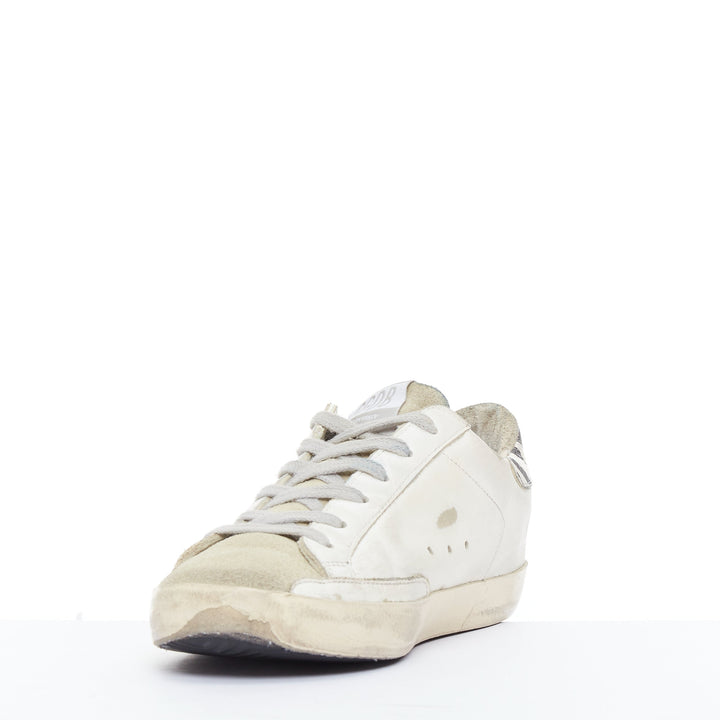 GOLDEN GOOSE Superstar leopard patch white distressed low sneakers EU36