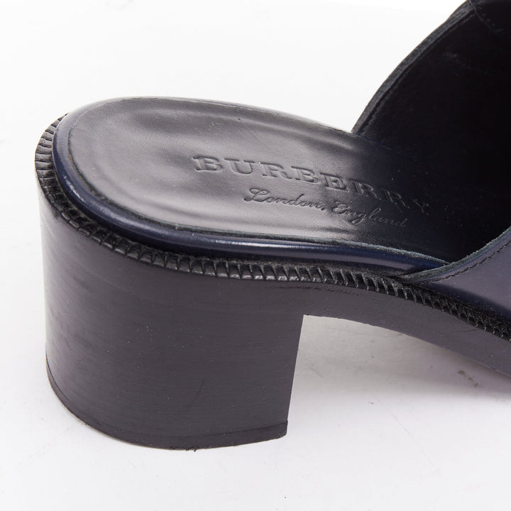 BURBERRY 2018 RUnway Beckshill Contrast navy red fringed brogues mules EU38
