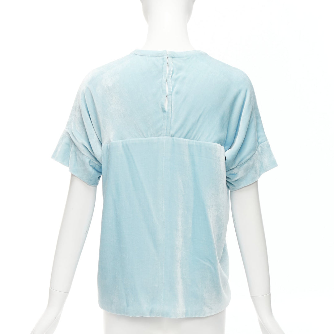 MARC JACOBS powder blue rayon silk velvet darted short sleeve top US2 S