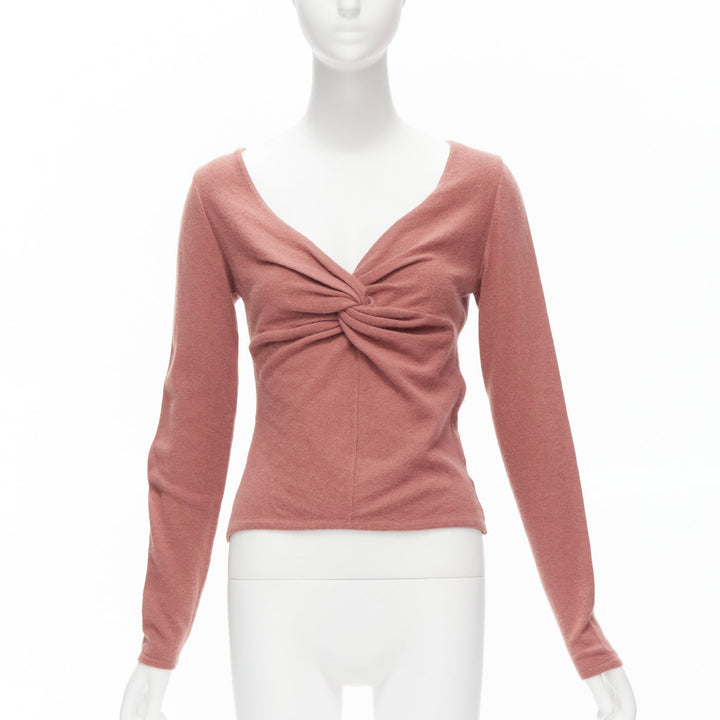 VALENTINO blush pink virgin wool blend twist front sweater top IT42 M