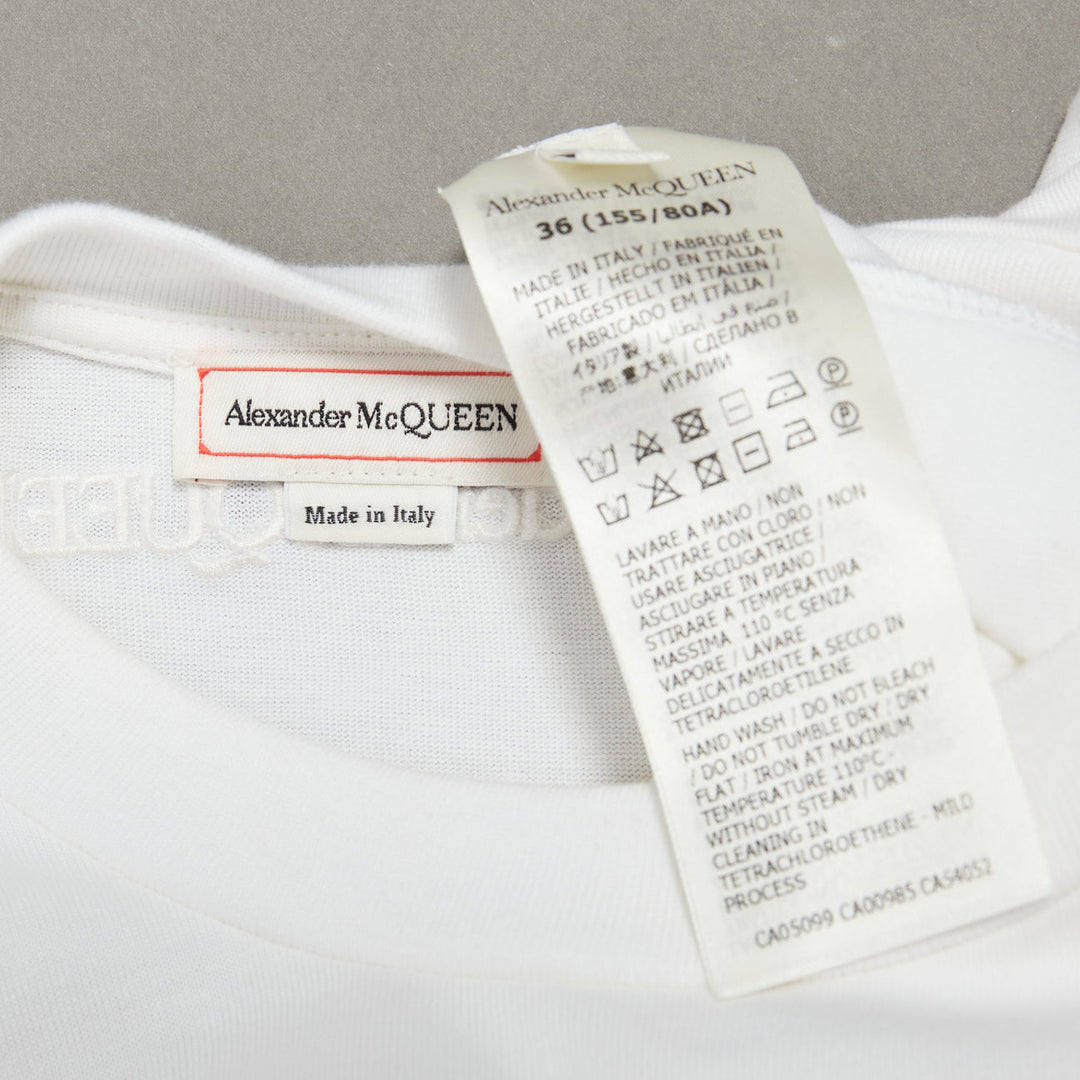 ALEXANDER MCQUEEN white asymmetric ruffle sleeve drop waist dress IT36 XXS