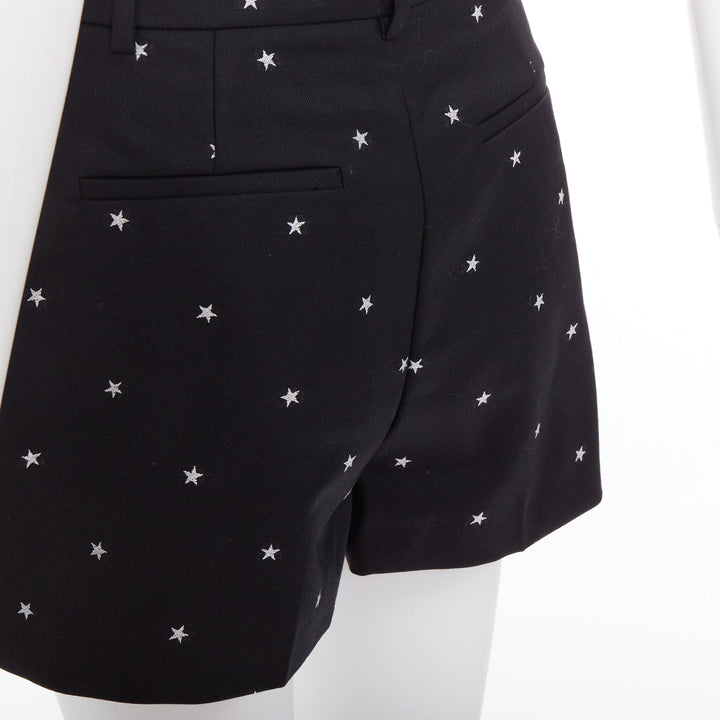 RED VALENTINO black white star intarsia wool blend mini shorts IT38 XS