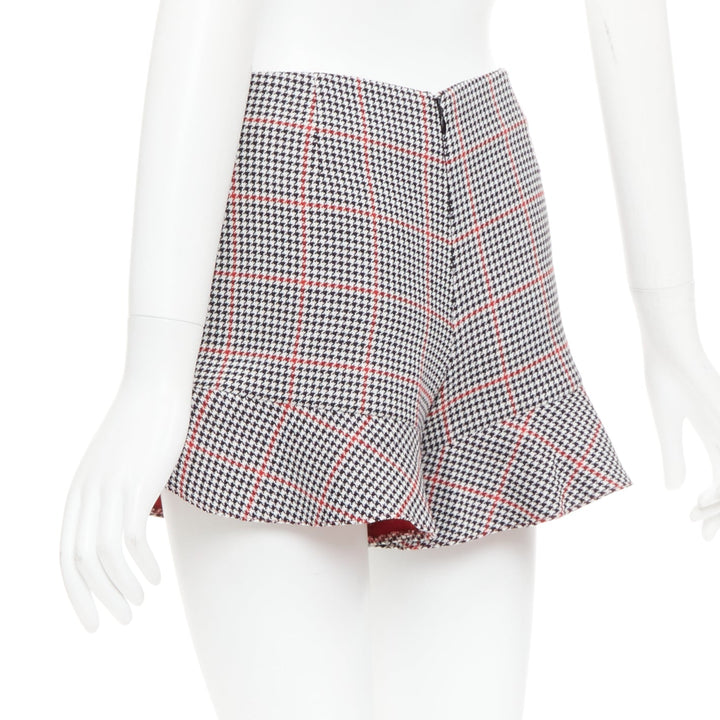 RED VALENTINO red black houndstooth check print flare mini skort IT36 XXS